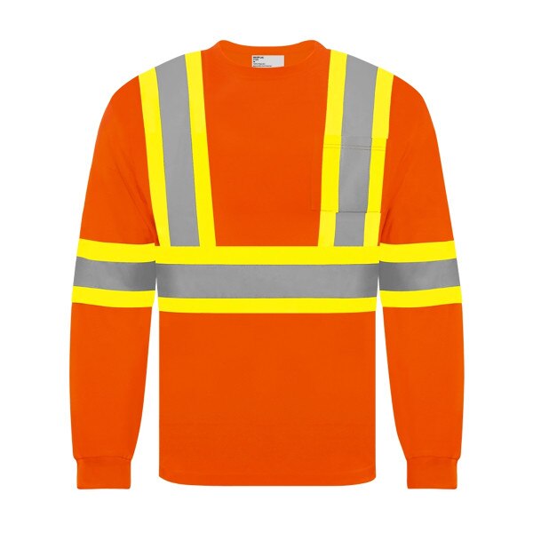 Crew Neck Long Sleeve Safety Shirt With Pocket Bolts Plus Inc.