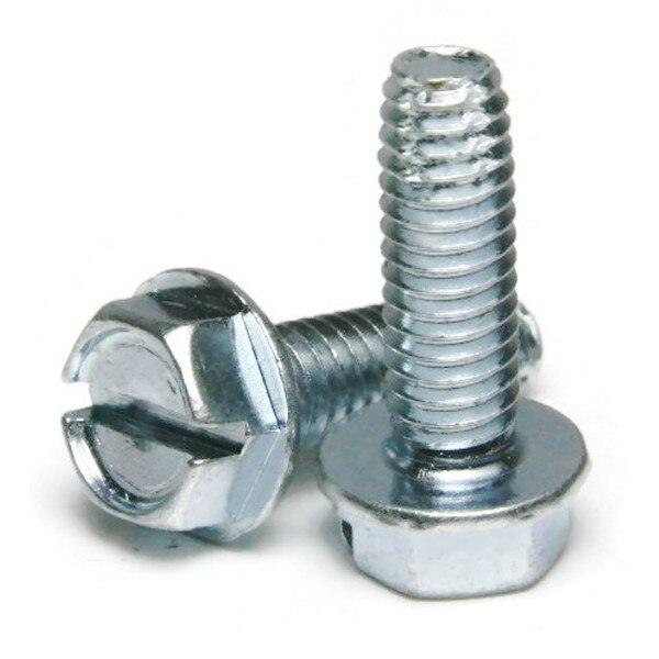 Slotted Hex Washer Head Type F Screw; Zinc Plated Bolts Plus Inc.