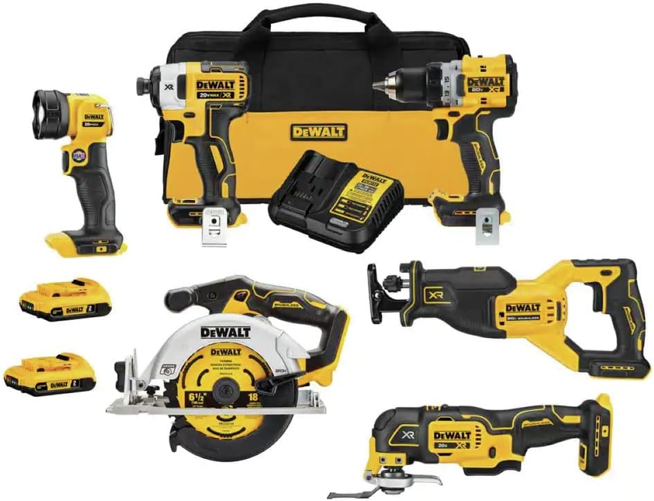 Curél & PRIOR & D DEW セット DEWALT 20V MAX* XR Cordless Combo Kit (6-Tool) with (2) Ah