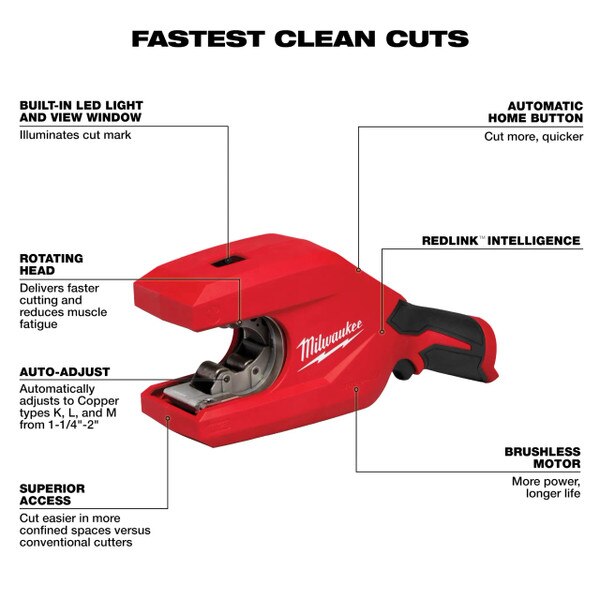 Milwaukee MIL247920 M12 Brushless 11/4in 2in Copper Tubing Cutter