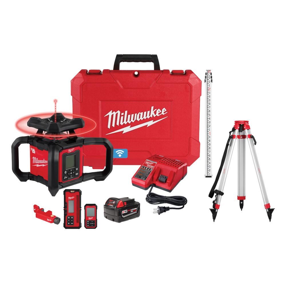 M18 Red Exterior Dual Slope Rotary Laser Level Kit w/ Receiver