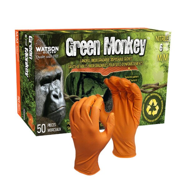 GREASE MONKEY 6mm 9.5" ORANGE NITRILE GLOVES Bolts Plus Inc.